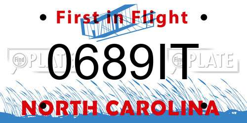 0689IT North Carolina License Plate