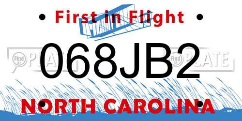 068JB2 North Carolina License Plate