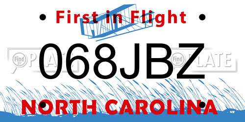 068JBZ North Carolina License Plate
