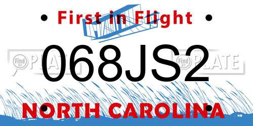 068JS2 North Carolina License Plate