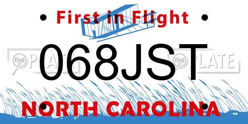 068JST North Carolina License Plate