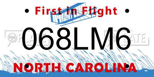 068LM6 North Carolina License Plate