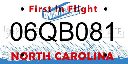 06QB081 North Carolina License Plate