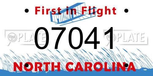 07041 North Carolina License Plate