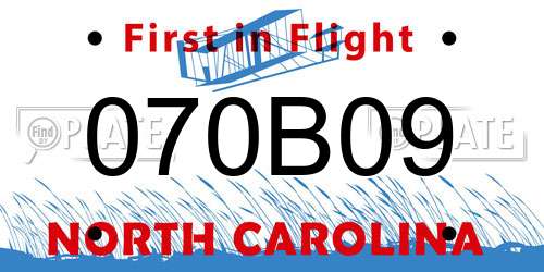 070B09 North Carolina License Plate