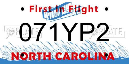 071YP2 North Carolina License Plate