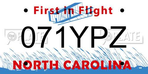 071YPZ North Carolina License Plate