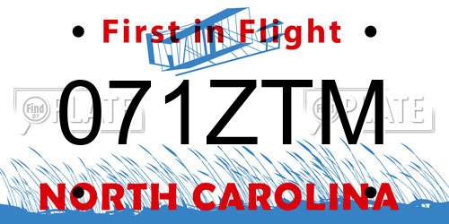 071ZTM North Carolina License Plate