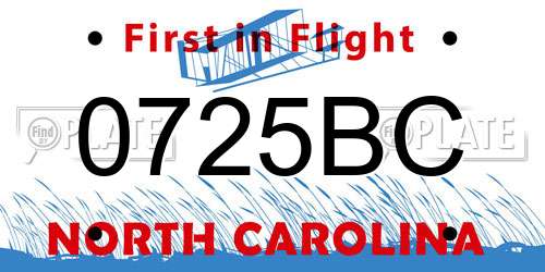 0725BC North Carolina License Plate