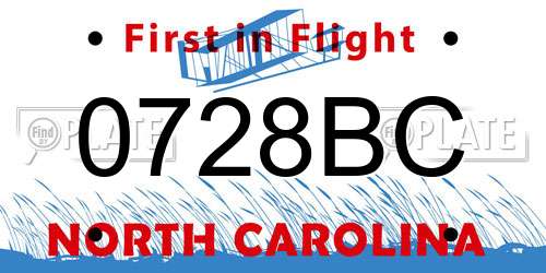0728BC North Carolina License Plate