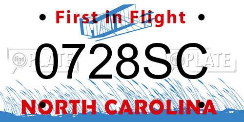 0728SC North Carolina License Plate