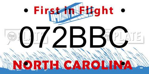 072BBC North Carolina License Plate
