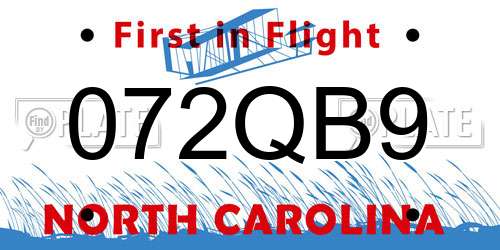 072QB9 North Carolina License Plate