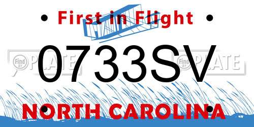 0733SV North Carolina License Plate