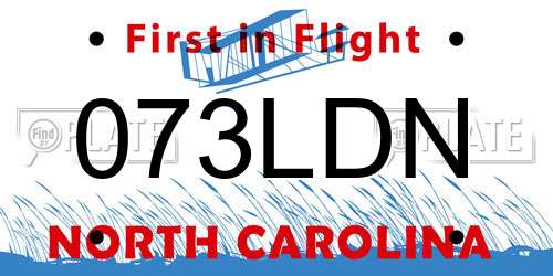 073LDN North Carolina License Plate