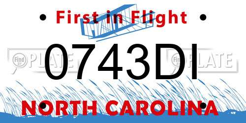 0743DI North Carolina License Plate
