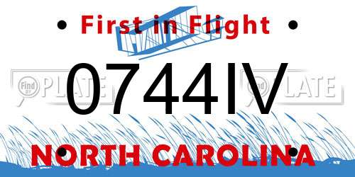 0744IV North Carolina License Plate