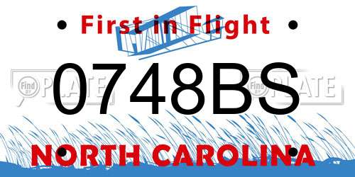 0748BS North Carolina License Plate
