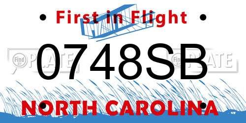 0748SB North Carolina License Plate