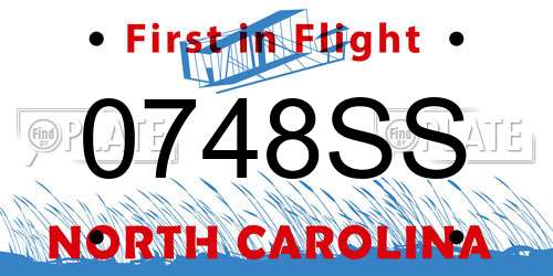 0748SS North Carolina License Plate