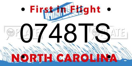 0748TS North Carolina License Plate