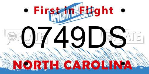0749DS North Carolina License Plate