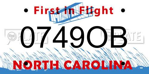 0749OB North Carolina License Plate