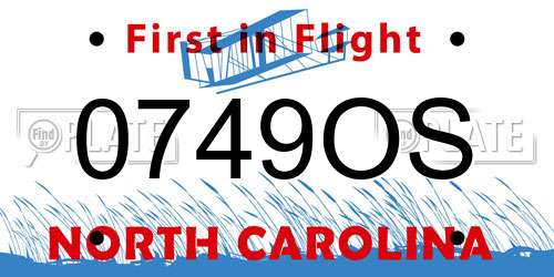 0749OS North Carolina License Plate