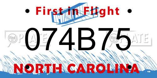 074B75 North Carolina License Plate