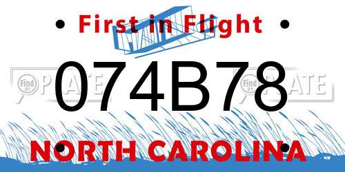074B78 North Carolina License Plate