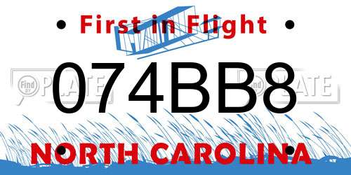 074BB8 North Carolina License Plate