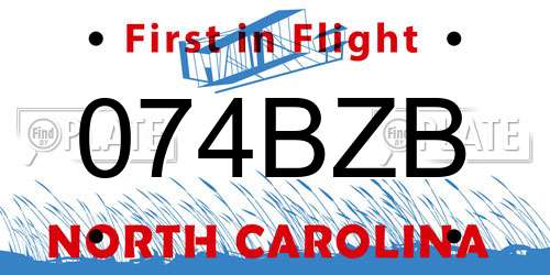 074BZB North Carolina License Plate