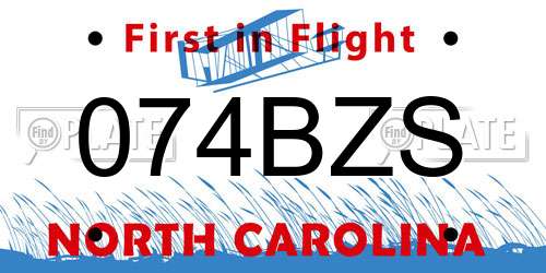 074BZS North Carolina License Plate