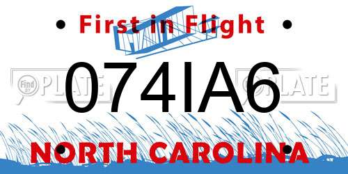 074IA6 North Carolina License Plate