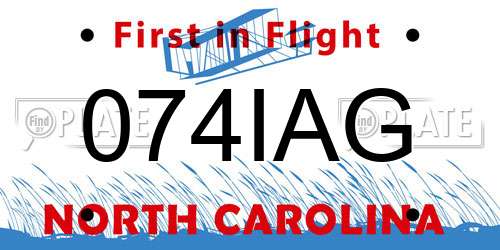 074IAG North Carolina License Plate