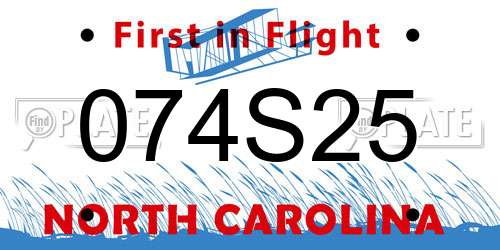 074S25 North Carolina License Plate