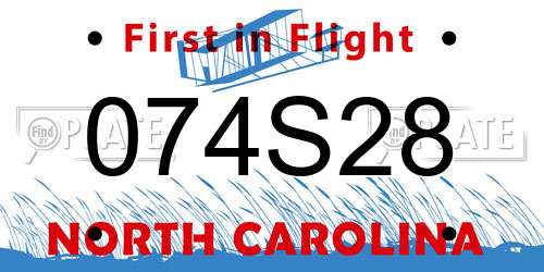 074S28 North Carolina License Plate