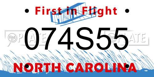 074S55 North Carolina License Plate