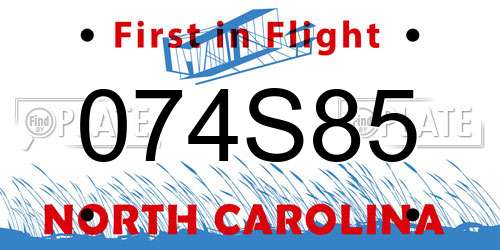 074S85 North Carolina License Plate