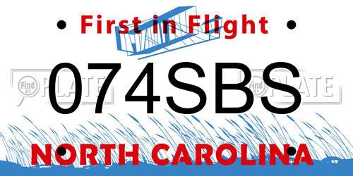 074SBS North Carolina License Plate