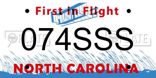 074SSS North Carolina License Plate