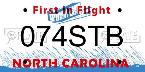 074STB North Carolina License Plate