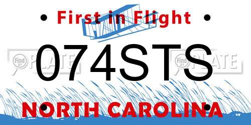 074STS North Carolina License Plate