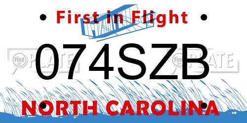 074SZB North Carolina License Plate