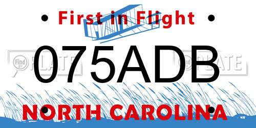 075ADB North Carolina License Plate