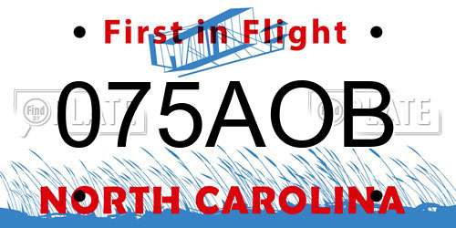 075AOB North Carolina License Plate