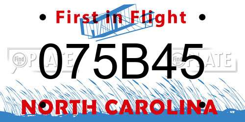 075B45 North Carolina License Plate
