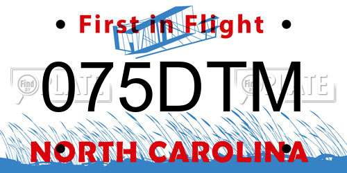 075DTM North Carolina License Plate