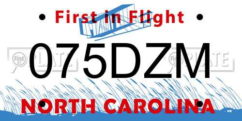 075DZM North Carolina License Plate