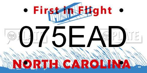 075EAD North Carolina License Plate